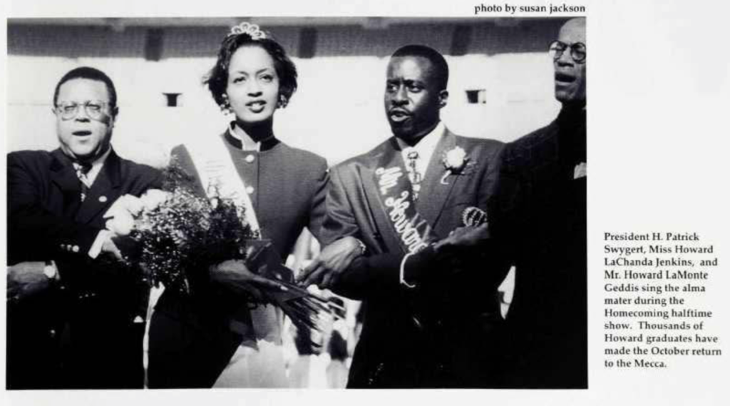 Geddis pictured in "The Bison: 1996" yearbook. (Courtesy of Moorland-Springarn Research Center, Howard University.)